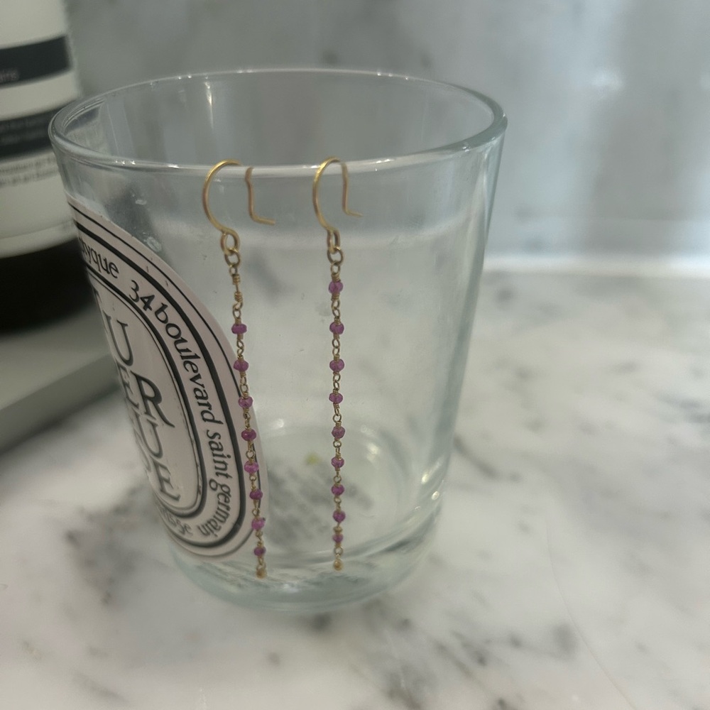 Me & Ro 18K Gold and Pink Sapphire Earrings